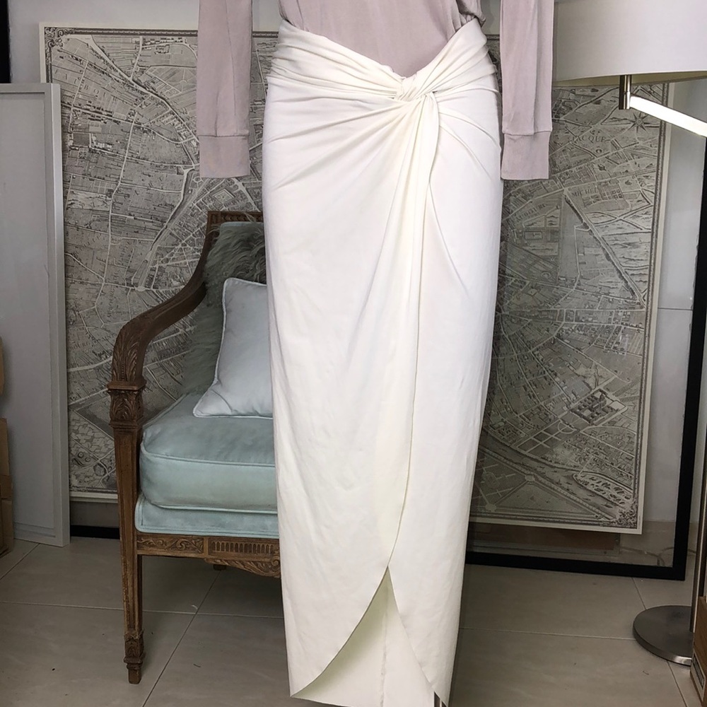 SKIMS Ivory Twist-Front Swim Coverup Skirt
